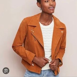 Anthropologie faux suede brown jacket